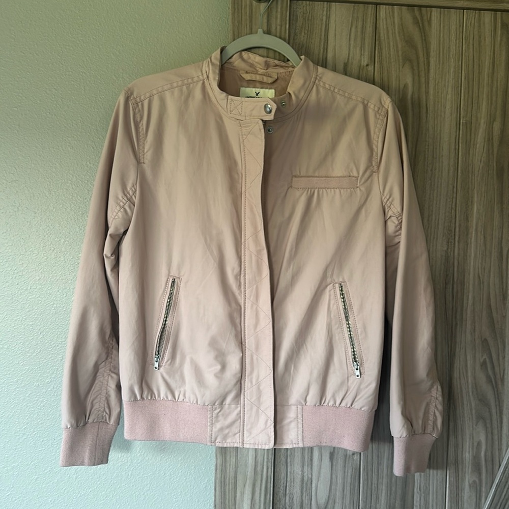 American Eagle AE Blush Pink Bomber Jacket
